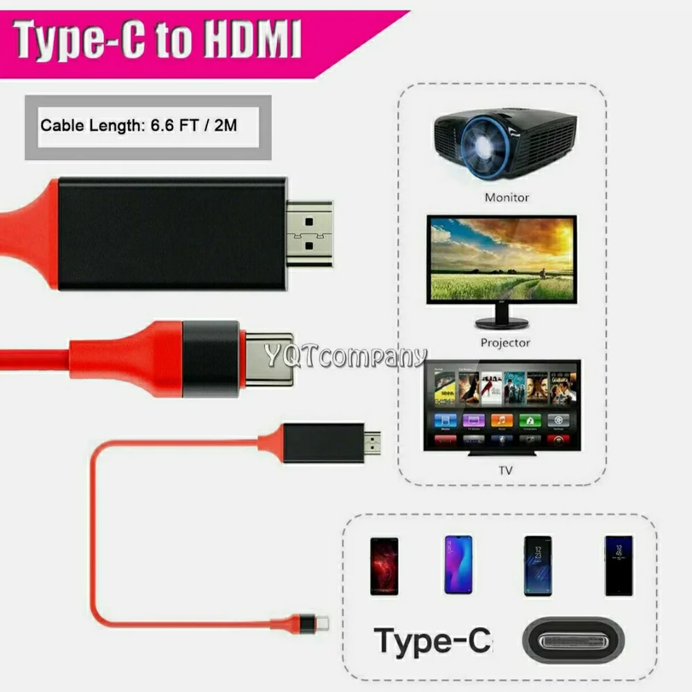 Type C to HDTV Cable Adapter for Galaxy S10 - Red